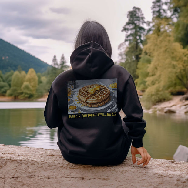 breakfast waffles hoodie - BLACK SAND