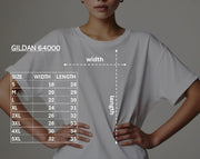 White Gildan 64000 size chart