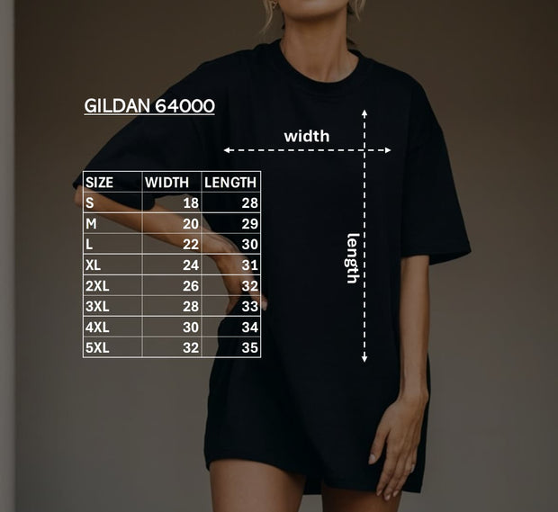 black gildan 64000 size chart black